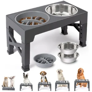 Elevated Dog Bowl Stand with Slow Feeder