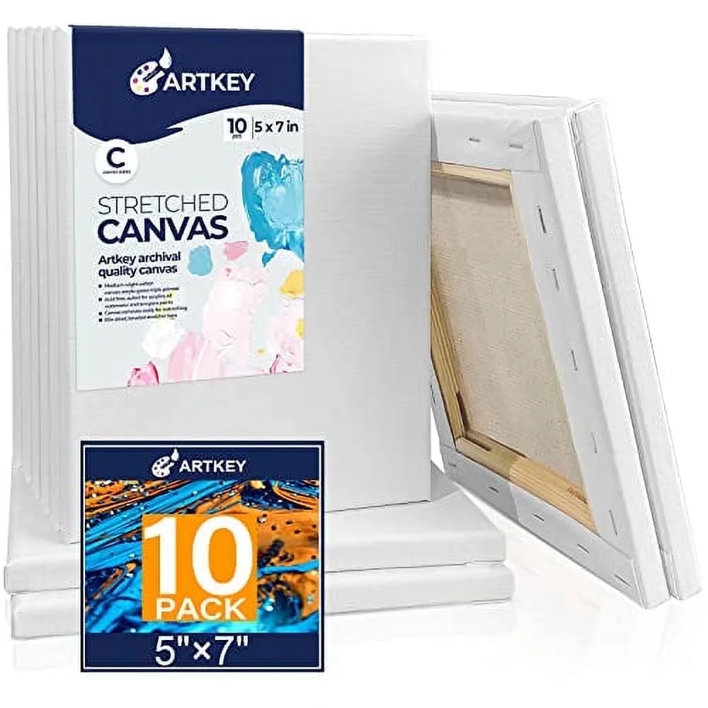 Artkey White Stretched Canvas 5x7 10 Pack