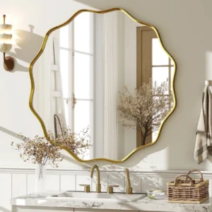 BEAUTYPEAK 24 Inch Wavy Round Mirror